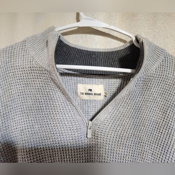 The Normal Brand Waffle Knit Quarter Zip Size Medium Gray - Picture 8 of 11